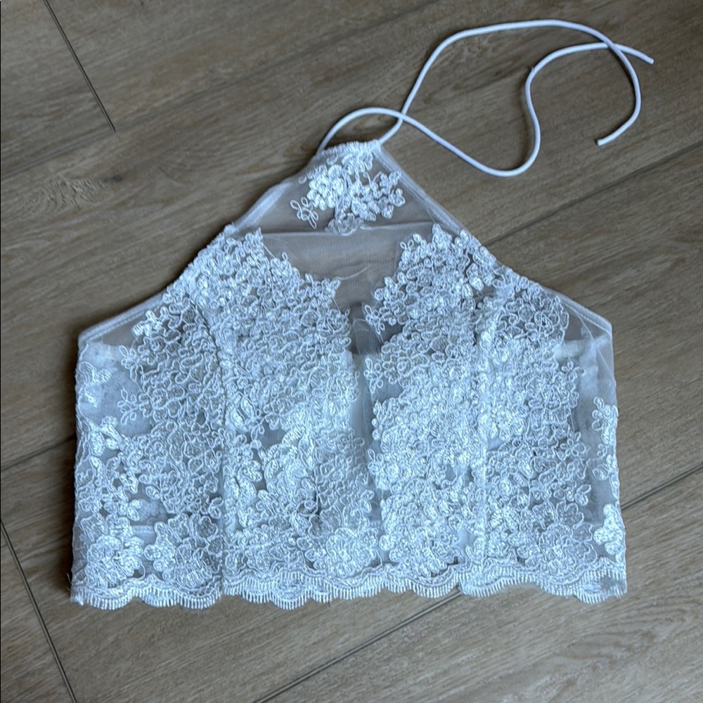Elegant White Lace Halter Top